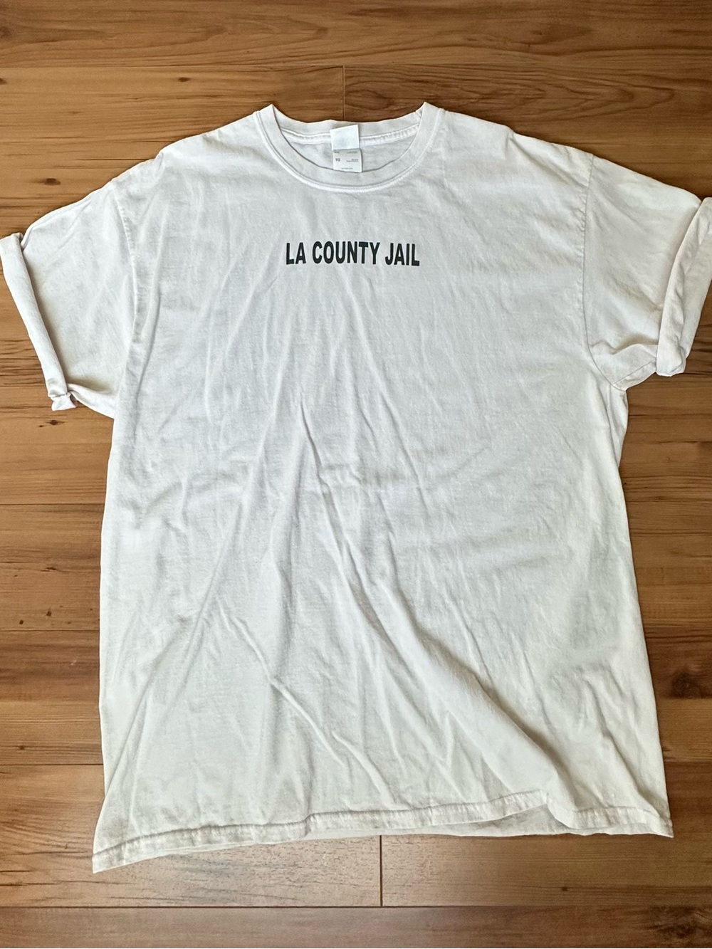 Vintage White "LA County Jail" Graphic Tee - Men Size XL
